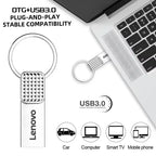 Memoria USB Lenovo Mini Metálica de 32GB, 64GB y 128GB, Plateada, con Llavero Gratis
