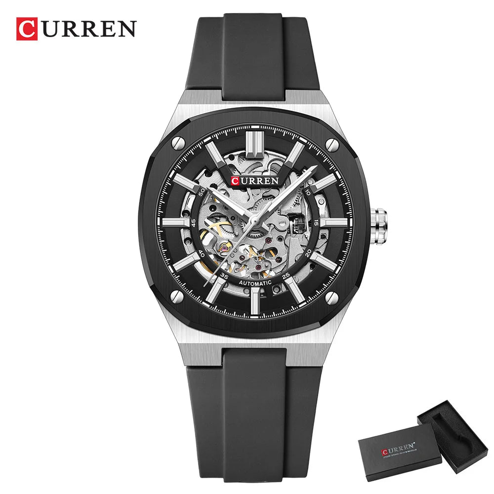 Reloj CURREN 8485 Mecánico Automático Para Hombre, Acero Inoxidable de 41 mm
