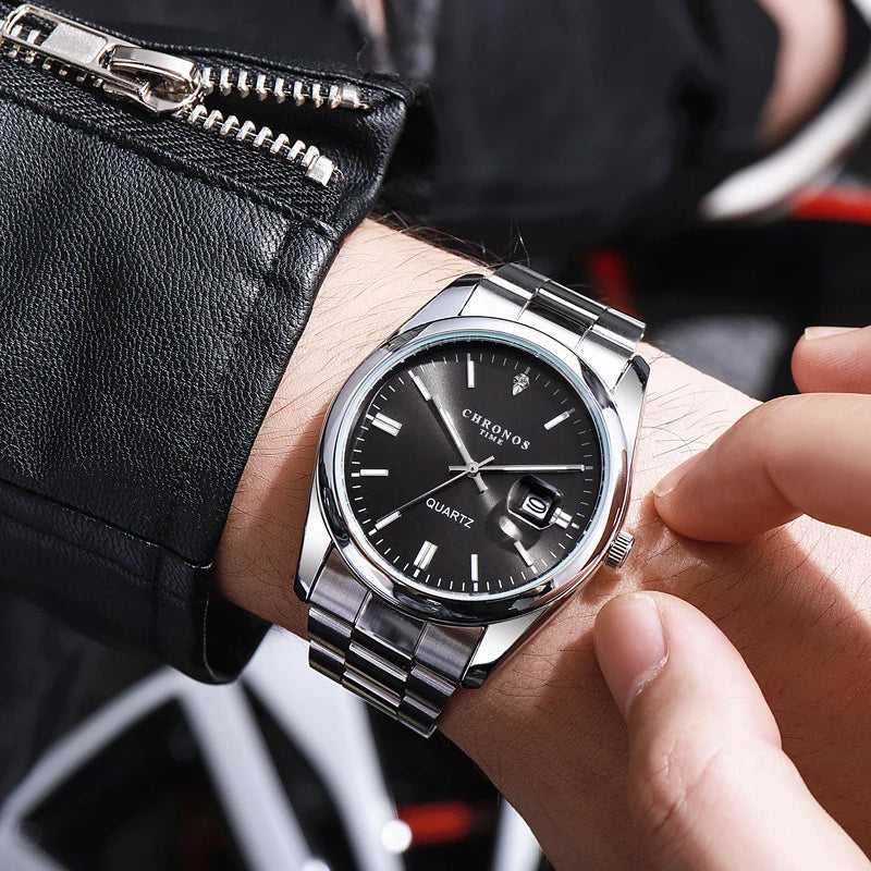 Reloj Hombre CHRONOS Lujo Cuarzo Acero Inoxidable Luminoso Resistente al Agua