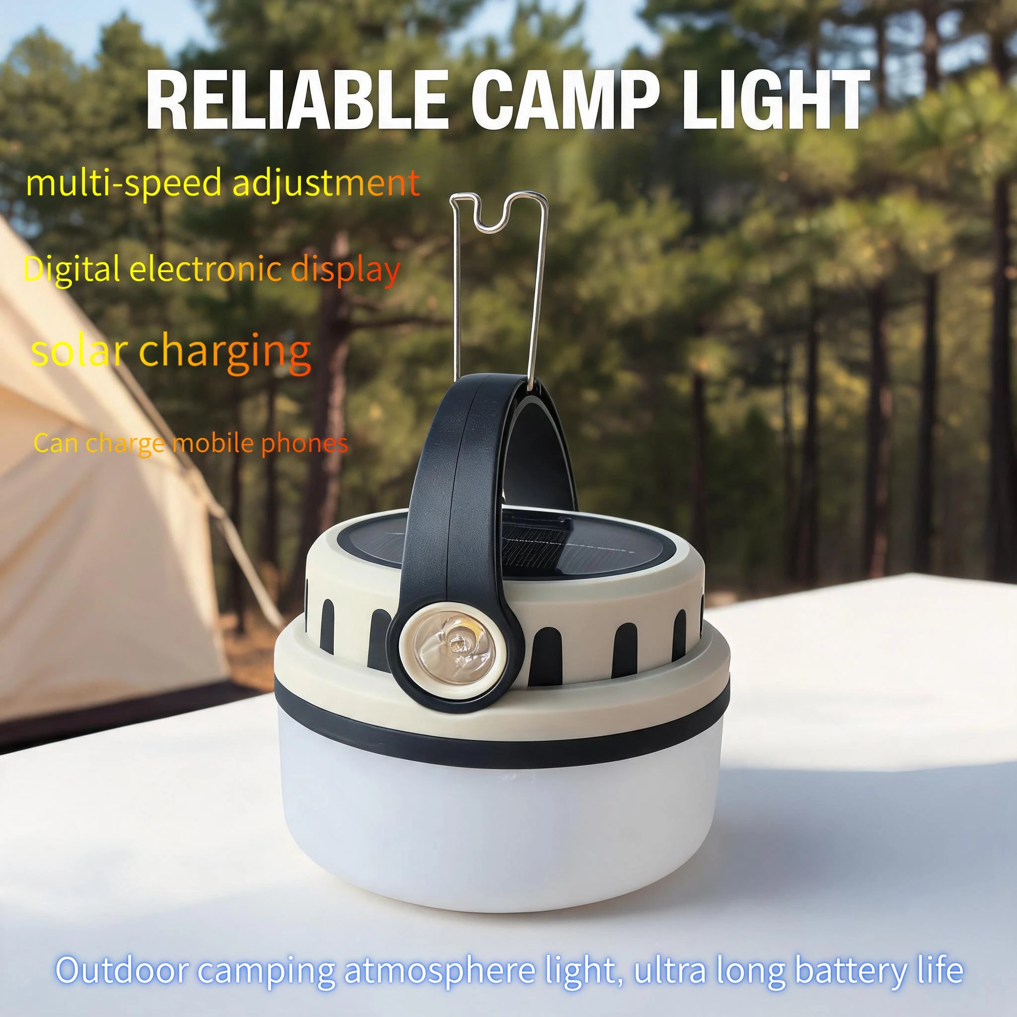 Lámpara Solar LED Portátil Para Camping  4 Modos de Luz