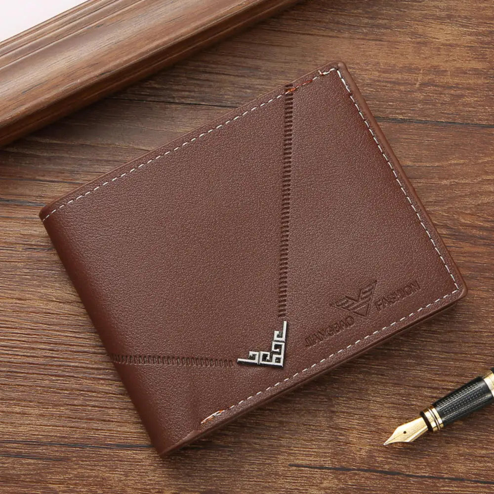 Billetera Delgada de Cuero PU Para Hombre Gran Capacidad