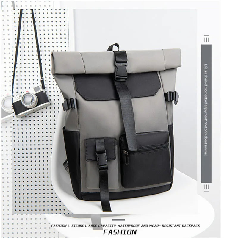 Mochila Roll-Top Unisex Casual Minimalista