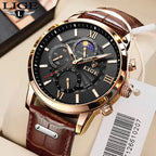 Montre Homme LIGE Luxe Quartz Cuir Sport Étanche
