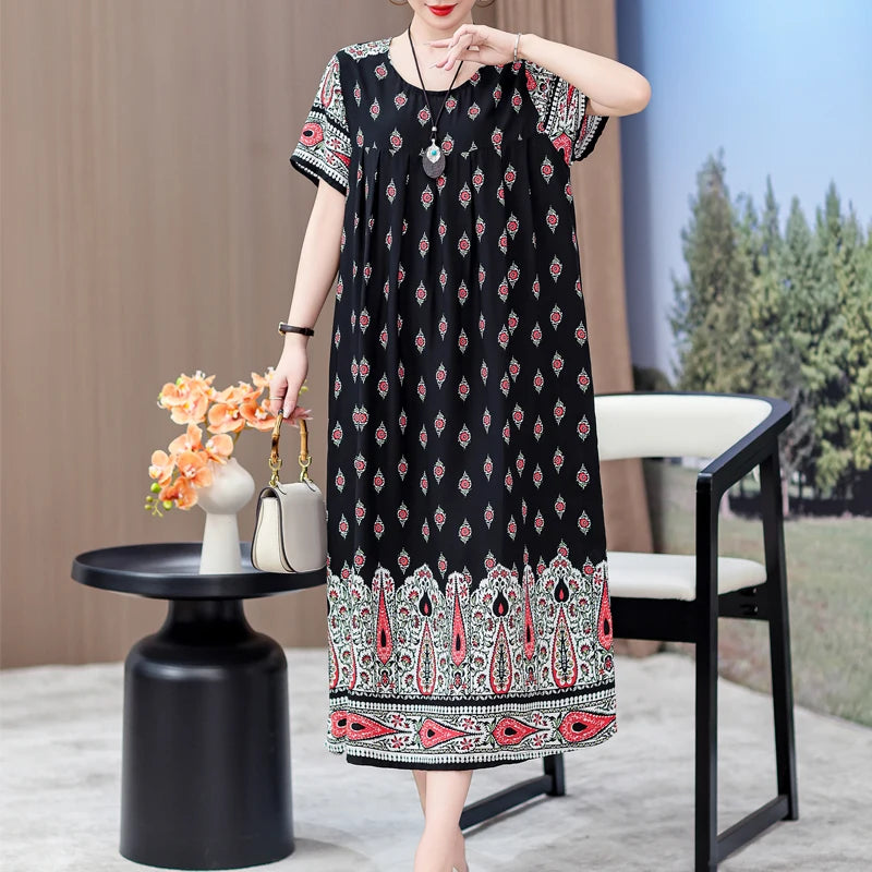 Casual Loose Cotton Short Sleeve Dress
