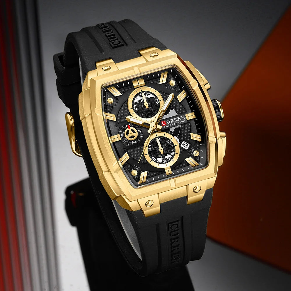 Reloj Deportivo CURREN 8488 de Cuarzo Para Hombre con Calendario, Correa de Silicona