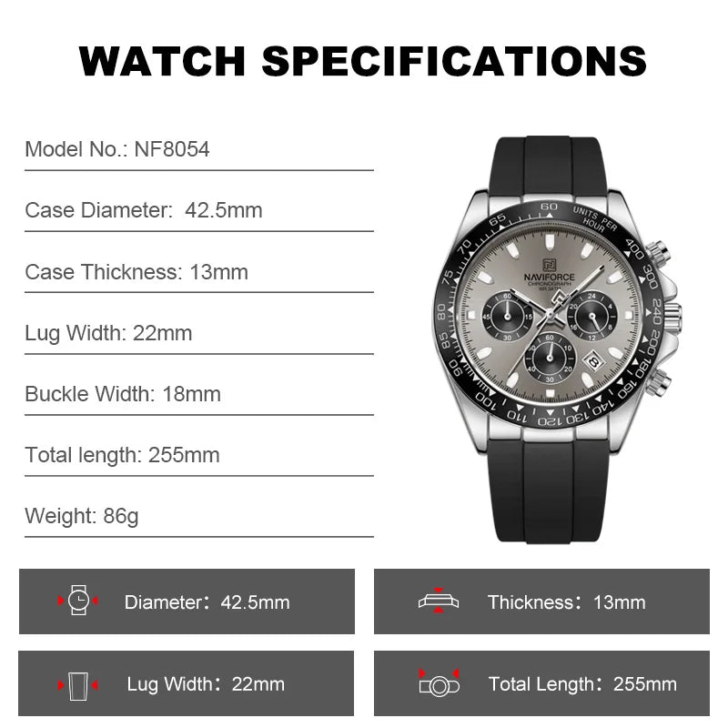Reloj NAVIFORCE 8054 Casual y Deportivo Para Hombre con Cronógrafo