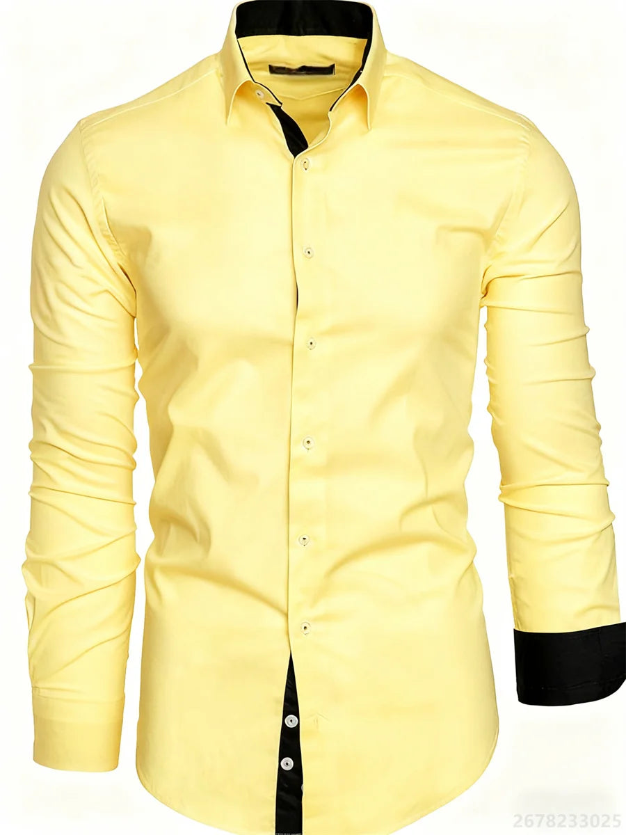 Camisa Slim Fit Manga Larga para Hombre Oficina /Negocios