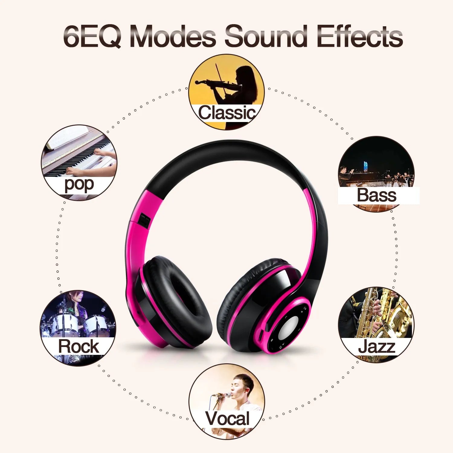 Audífonos Inalámbricos Bluetooth 5.3 Coloridos Reproductor MP3 Integrado