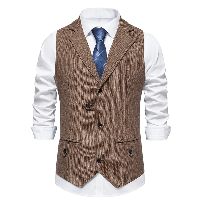 Chaleco de Traje Hombre Tela Espiga Formal