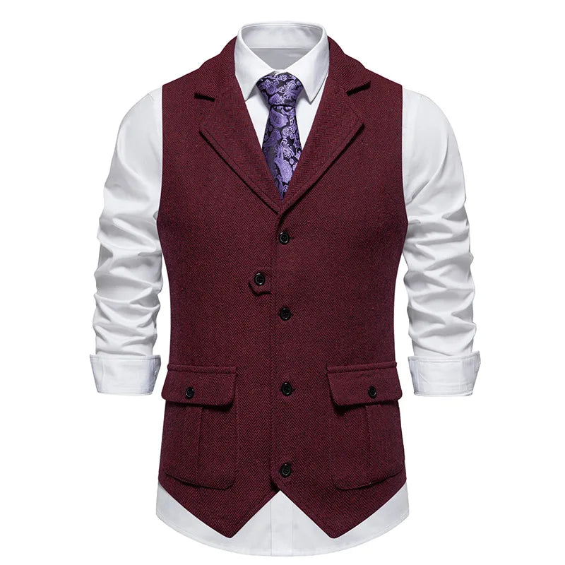 Chaleco de Traje Hombre Tela Espiga Formal