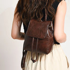 Sac à dos en cuir PU pour femme, style vintage décontracté