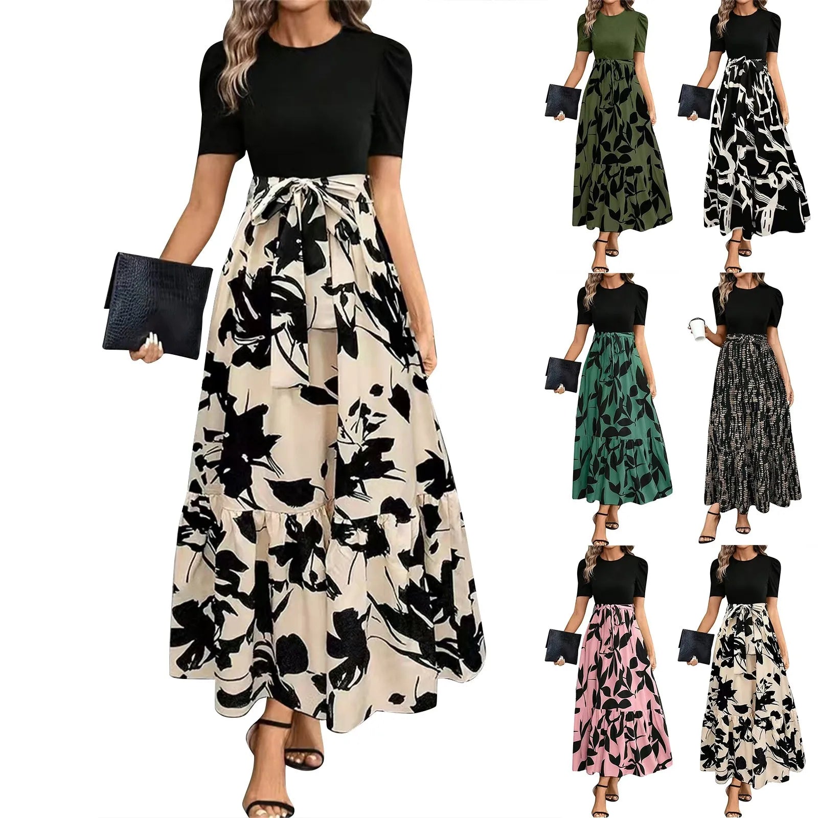 Elegant Lace Fitted Waist Office Dress