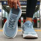 Chaussures de sport pour femme à bout large en maille respirante