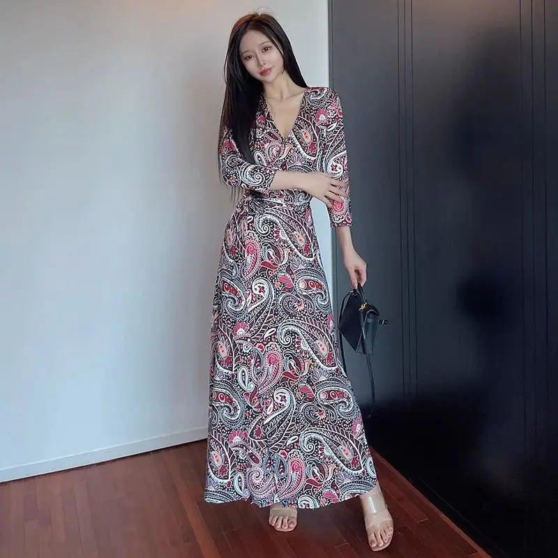 Vestido Maxi Para Mujer Floral Encaje Elegante Playa /Recreación