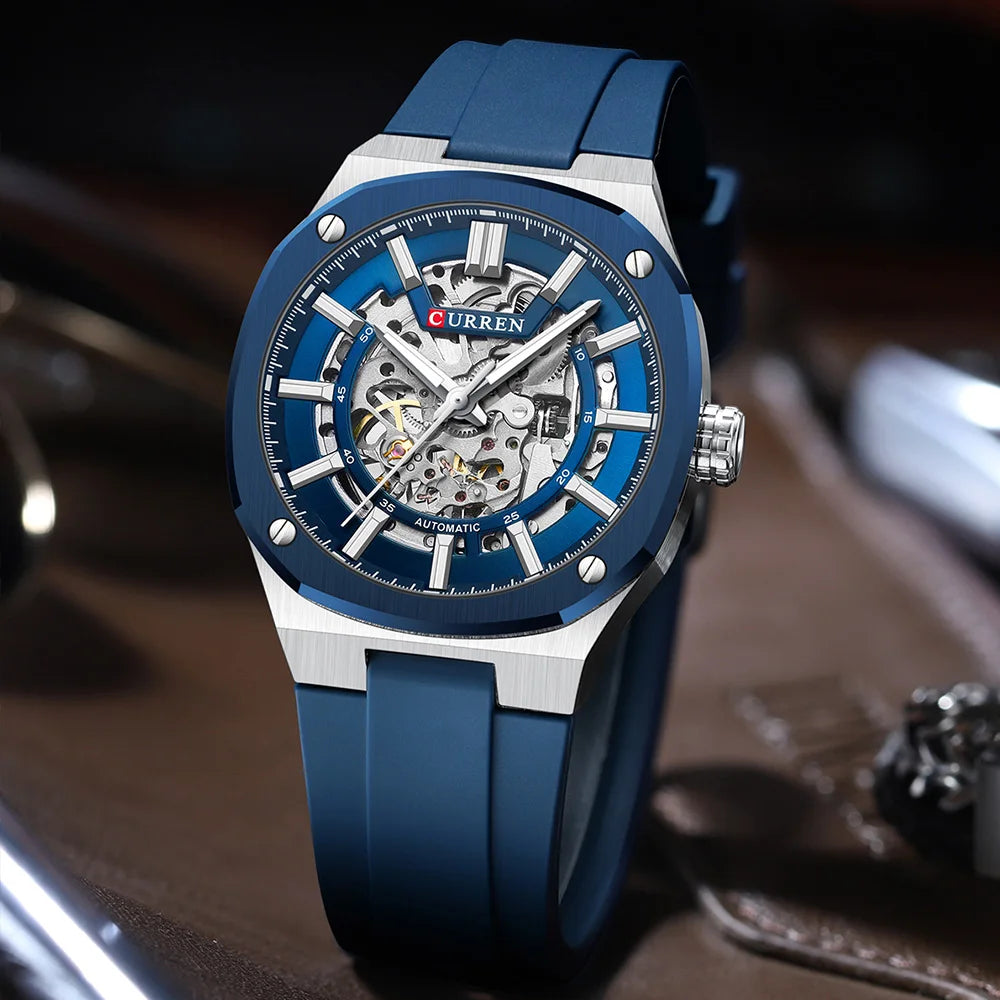 Reloj CURREN 8485 Mecánico Automático Para Hombre, Acero Inoxidable de 41 mm