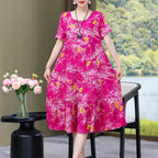 Robe décontractée à manches courtes, col rond et coupe ample