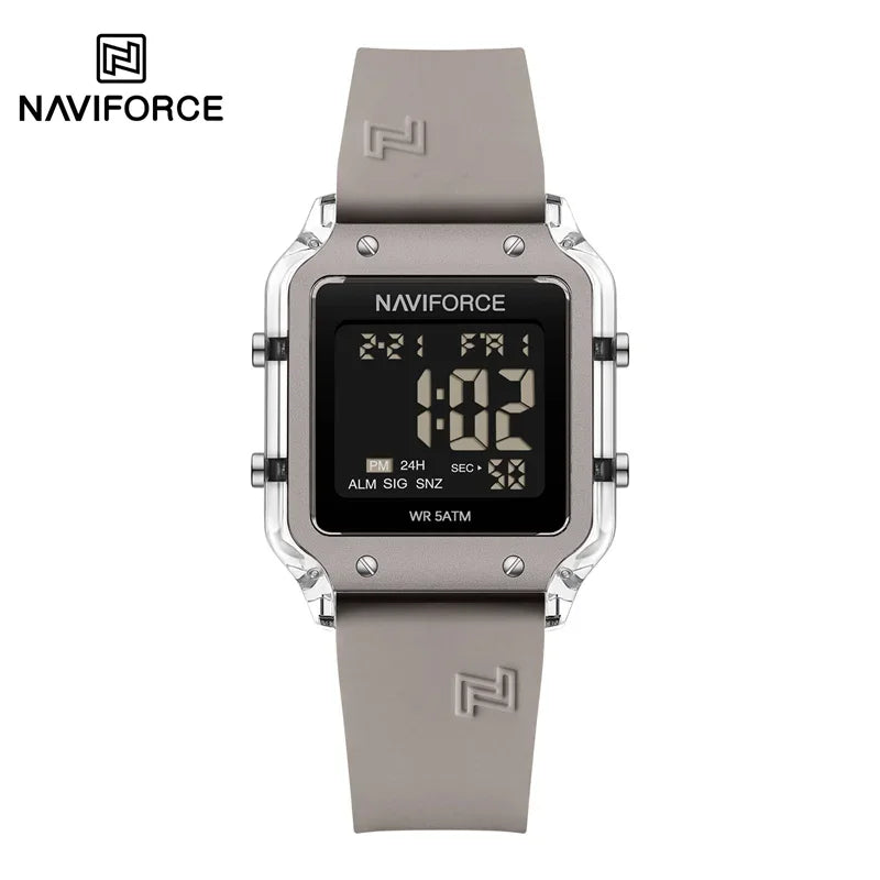 Reloj Digital Multifunción NAVIFORCE NF6105 Para Mujer con Correa de Silicona Resistente al Agua