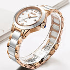 Montre-bracelet en or rose étanche pour femme