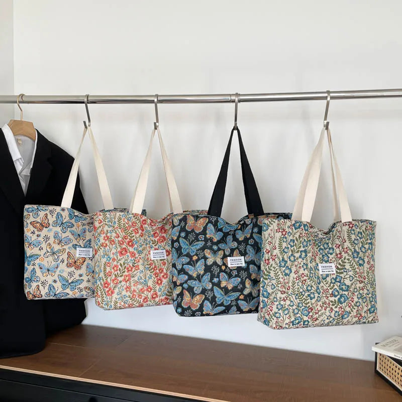 Bolso Tote Mujer Pana Estilo Hombro Universidad