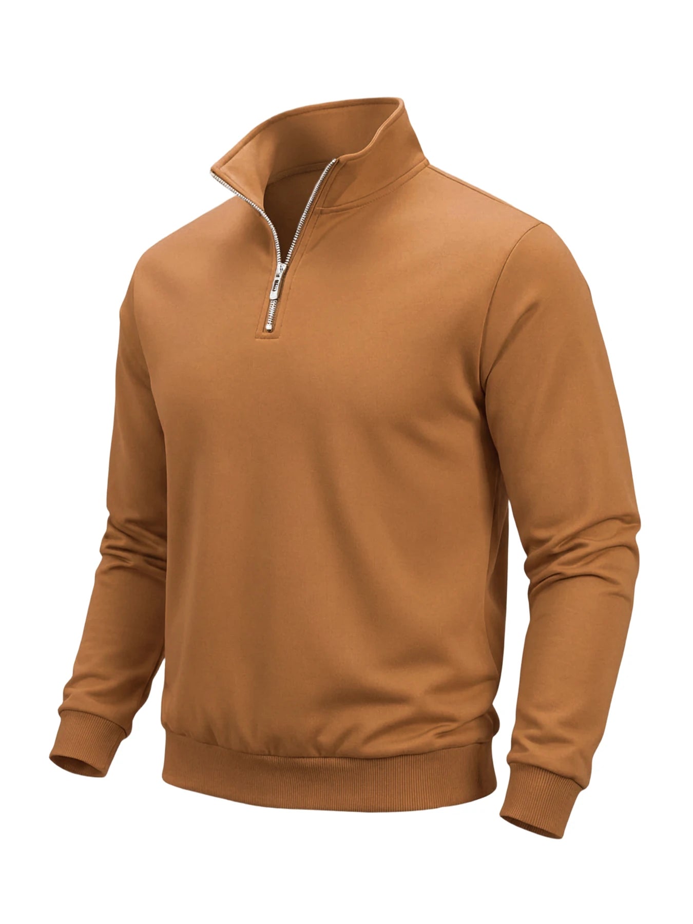 Sudadera Hombre Media Cremallera Cuello Alto Color Sólido