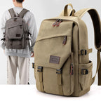 Sac à dos en toile de style rétro grande capacité
