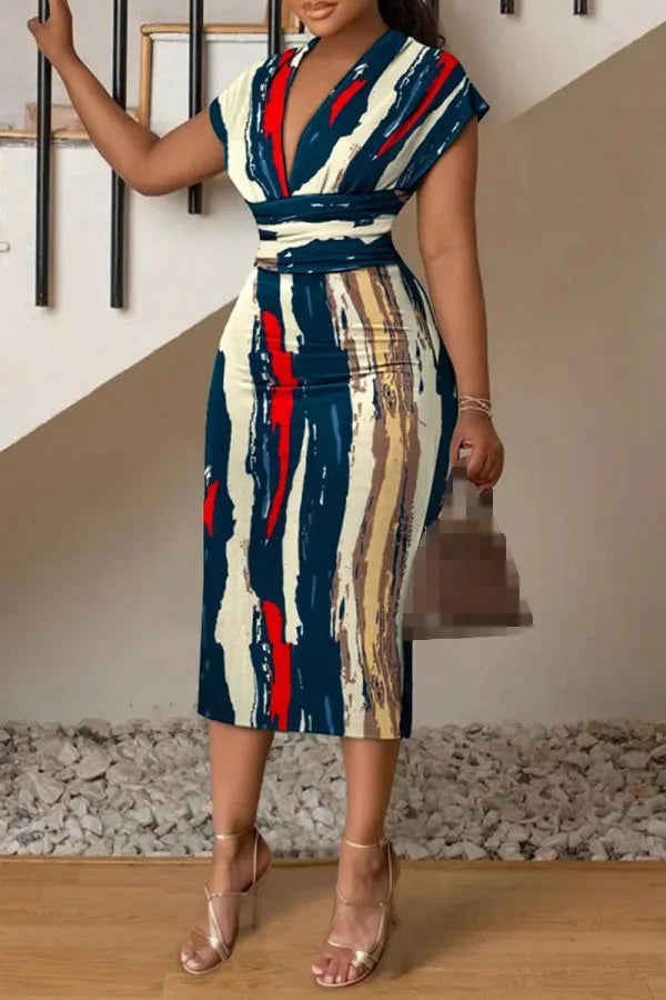 Vestidos Para Mujer Escote en V Ajustado Estampado