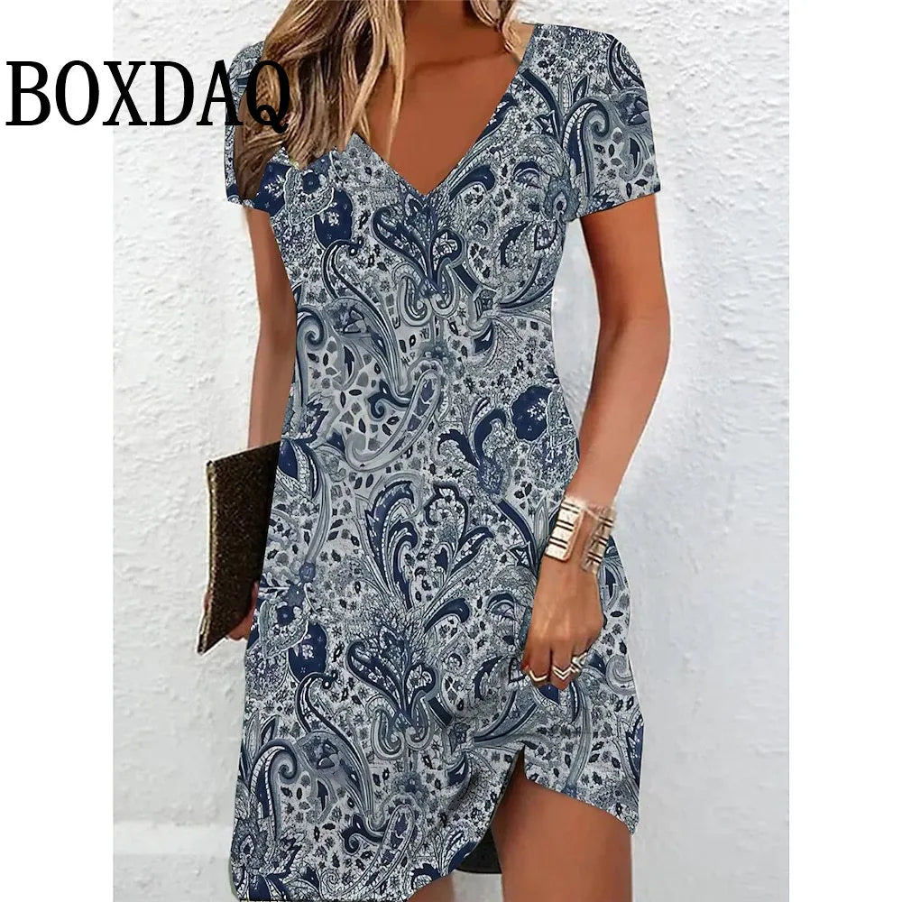 Women's Vintage V-Neck Casual Dress