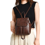 Sac à dos en cuir PU pour femme, style vintage décontracté