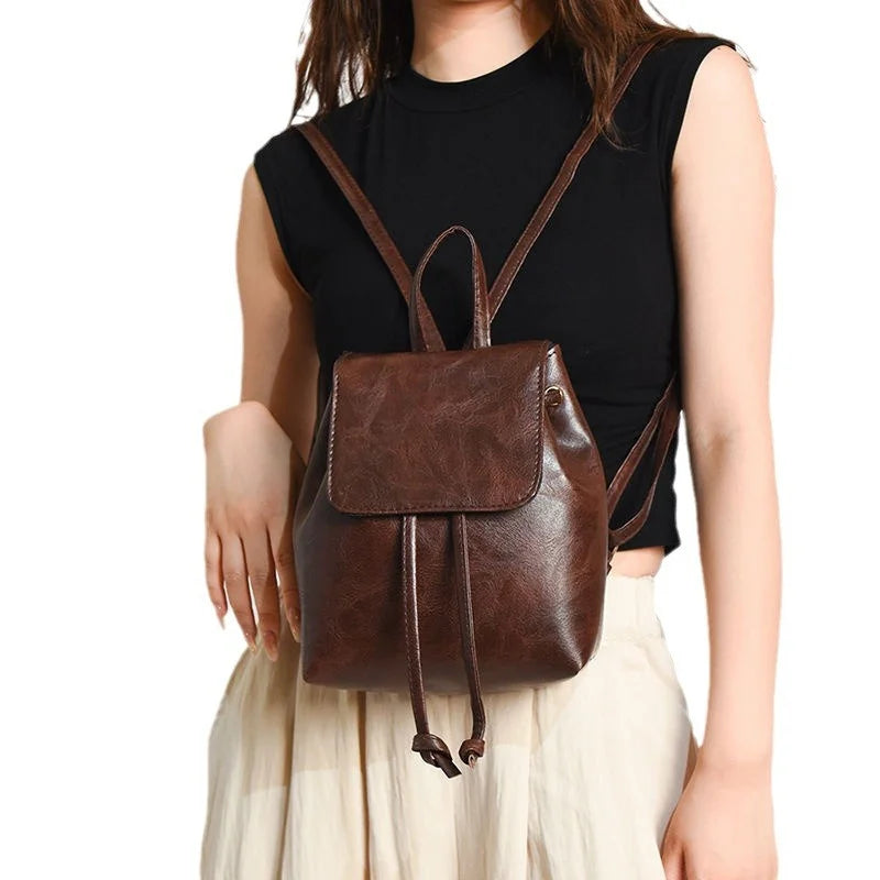 Mochila de Cuero PU Para Mujer Estilo Vintage Casual