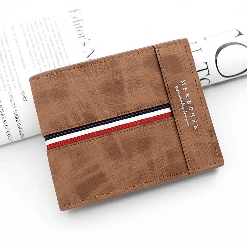 Billetera Delgada Cuero PU Para Hombre /Opción de Grabar Nombre