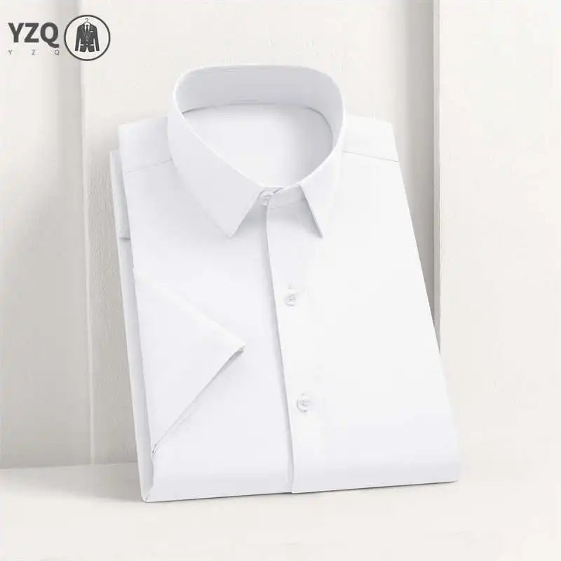 Camisa Hombre Manga Corta Color Sólido Anti arrugas