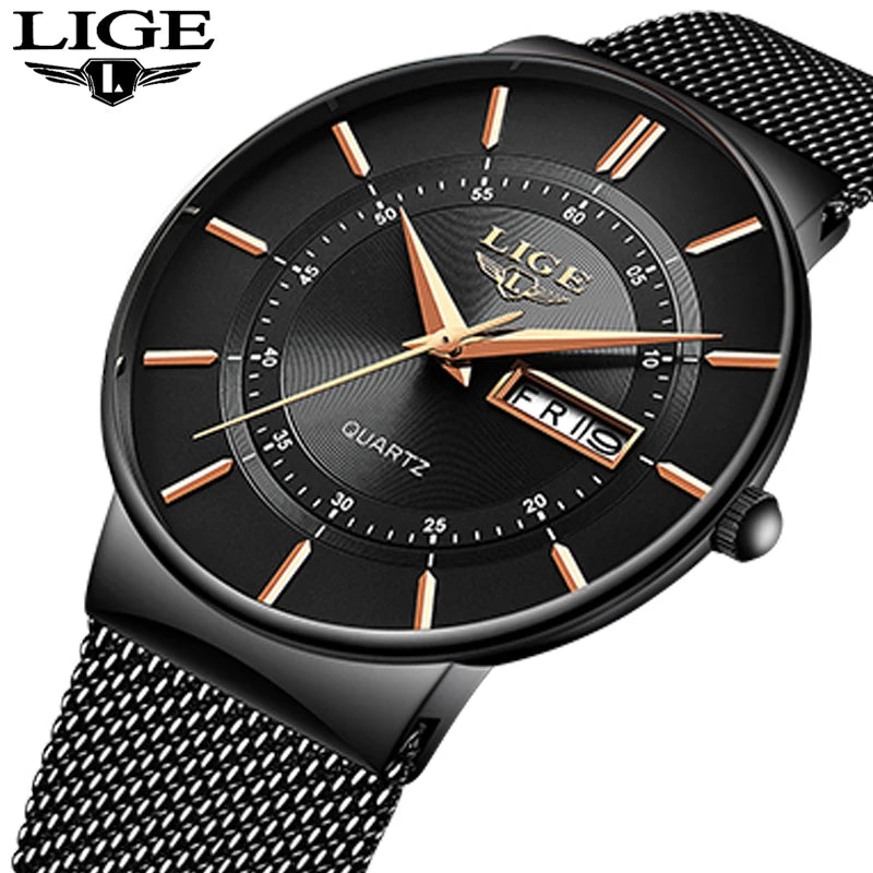 Montre LIGE LG9949 2026 pour homme en acier inoxydable / Décontractée et sportive