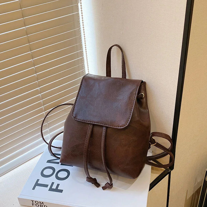 Mochila de Cuero PU Para Mujer Estilo Vintage Casual