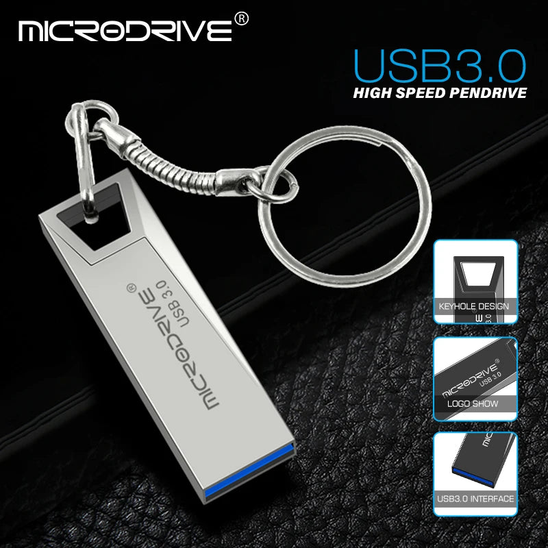 Mini Metal Waterproof USB 3.0 Flash Drive with Keychain