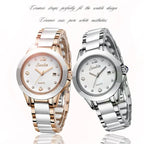 Montre-bracelet en or rose étanche pour femme