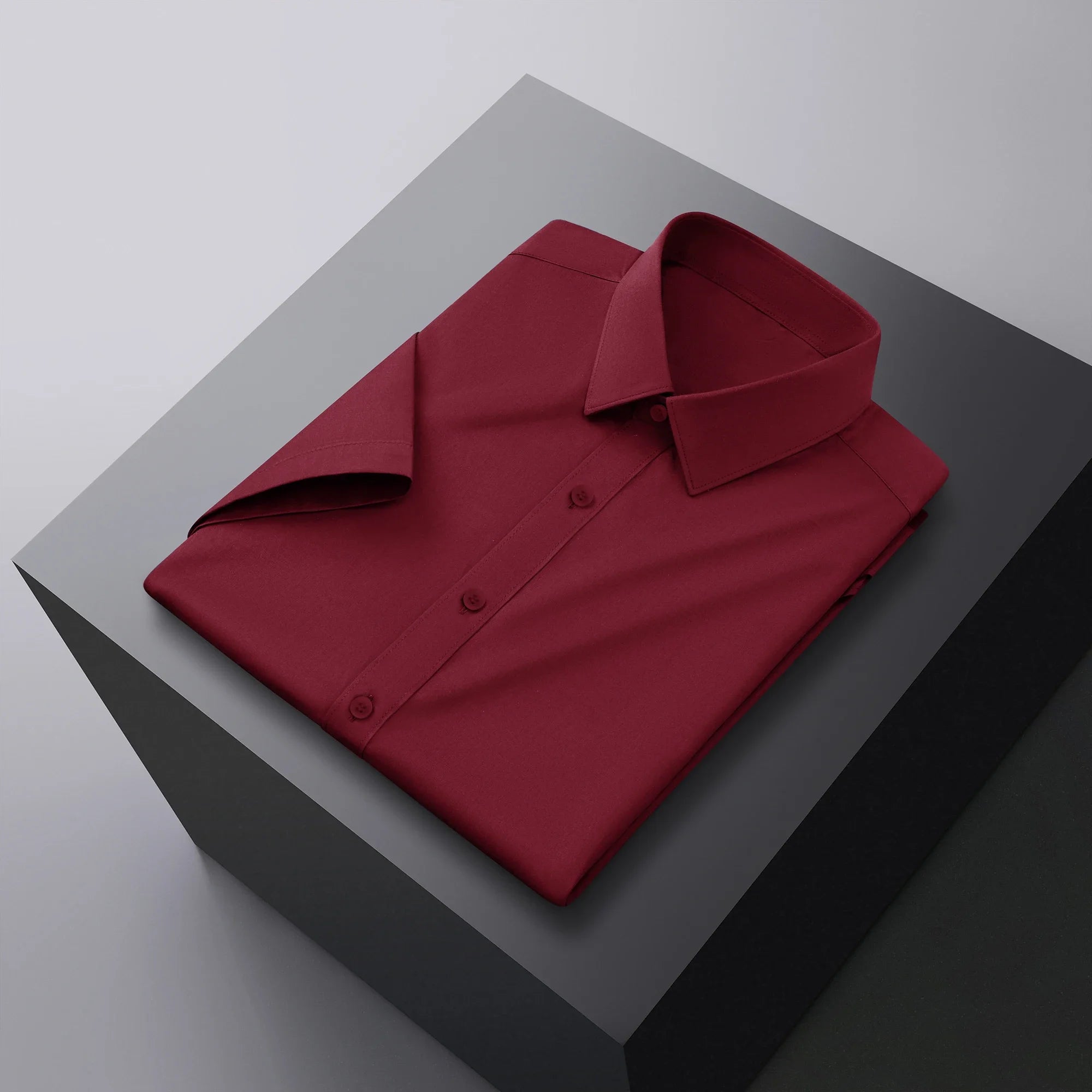 Camisa Hombre Manga Corta Color Sólido Anti arrugas