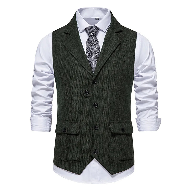 Chaleco de Traje Hombre Tela Espiga Formal