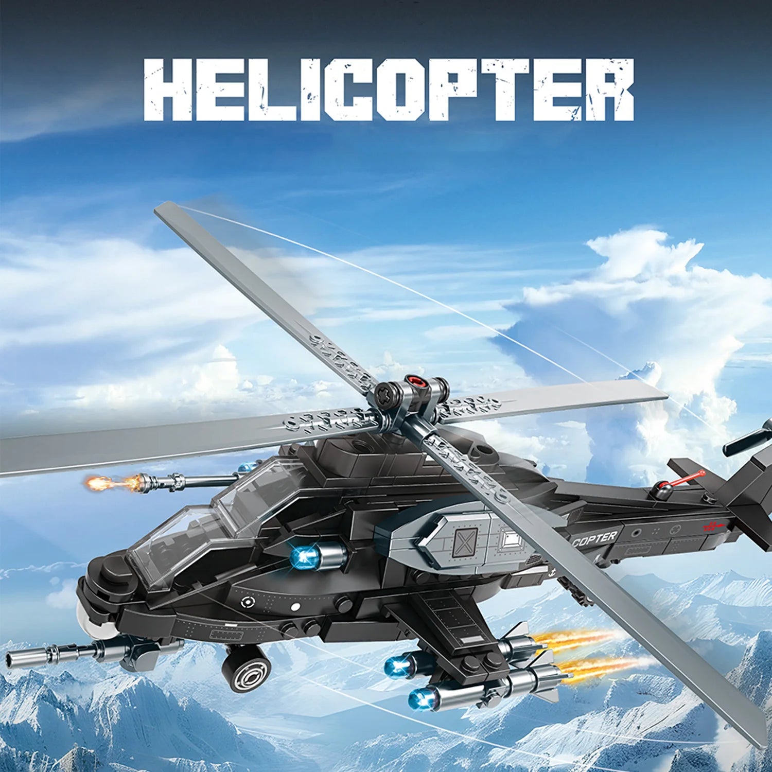 Set Bloques de Construcción - Helicóptero /Vehículo Blindado
