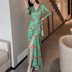Robe longue pour femme en dentelle florale, élégante, pour la plage ou les loisirs