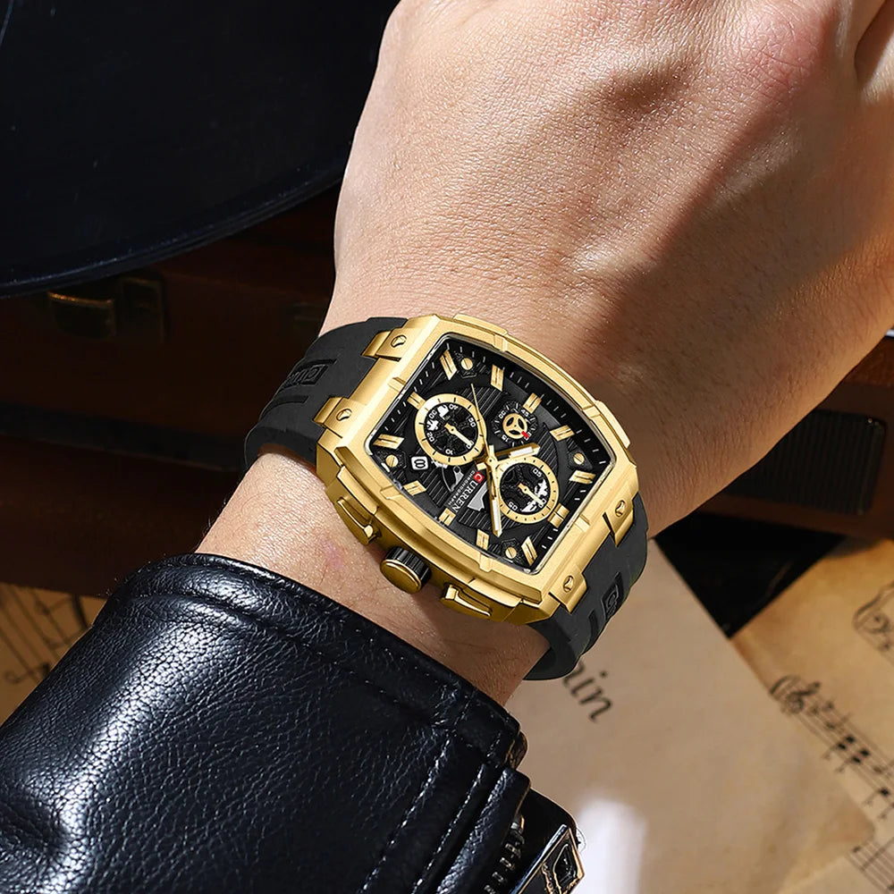 Reloj Deportivo CURREN 8488 de Cuarzo Para Hombre con Calendario, Correa de Silicona