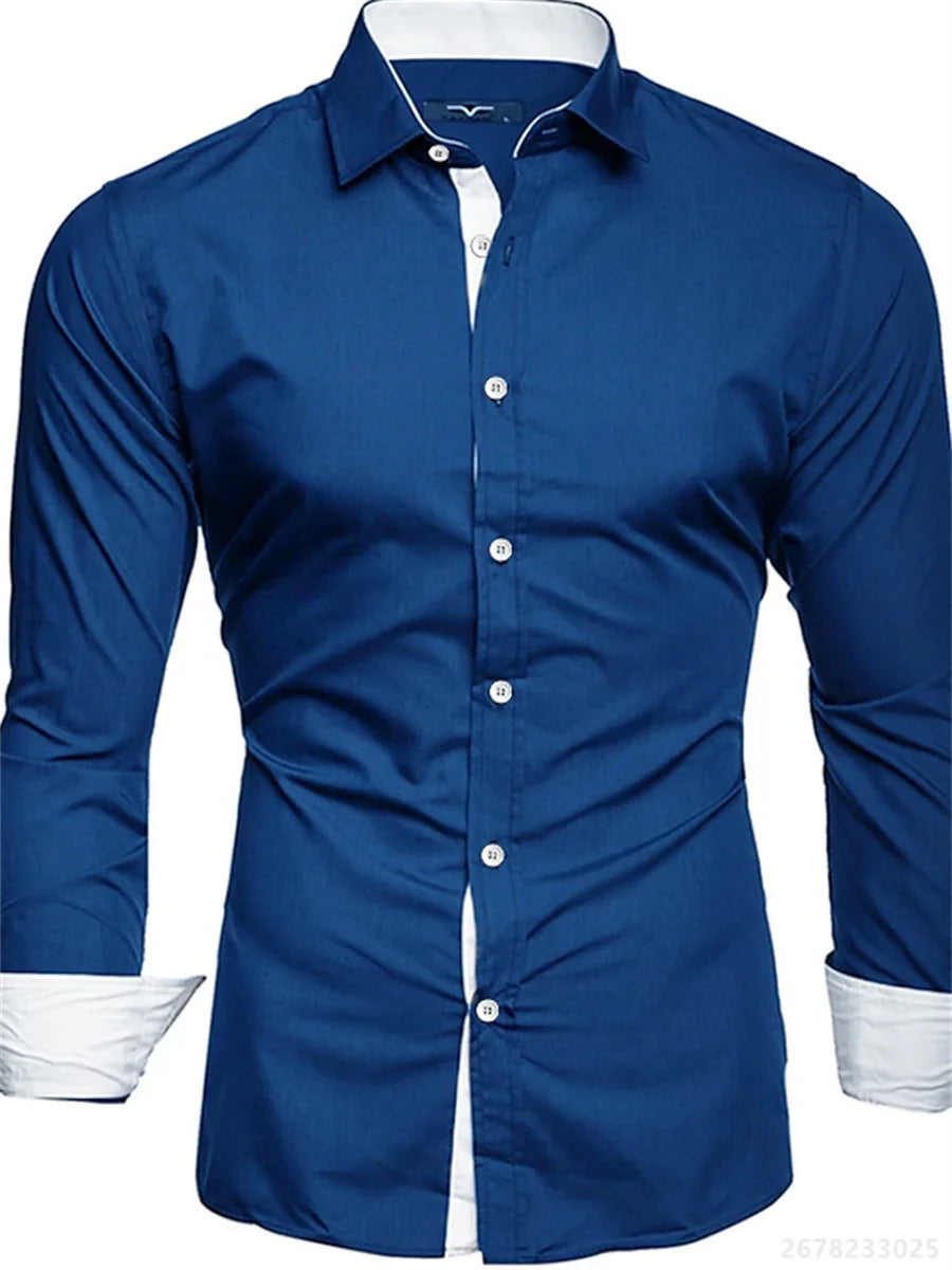 Camisa Slim Fit Manga Larga para Hombre Oficina /Negocios