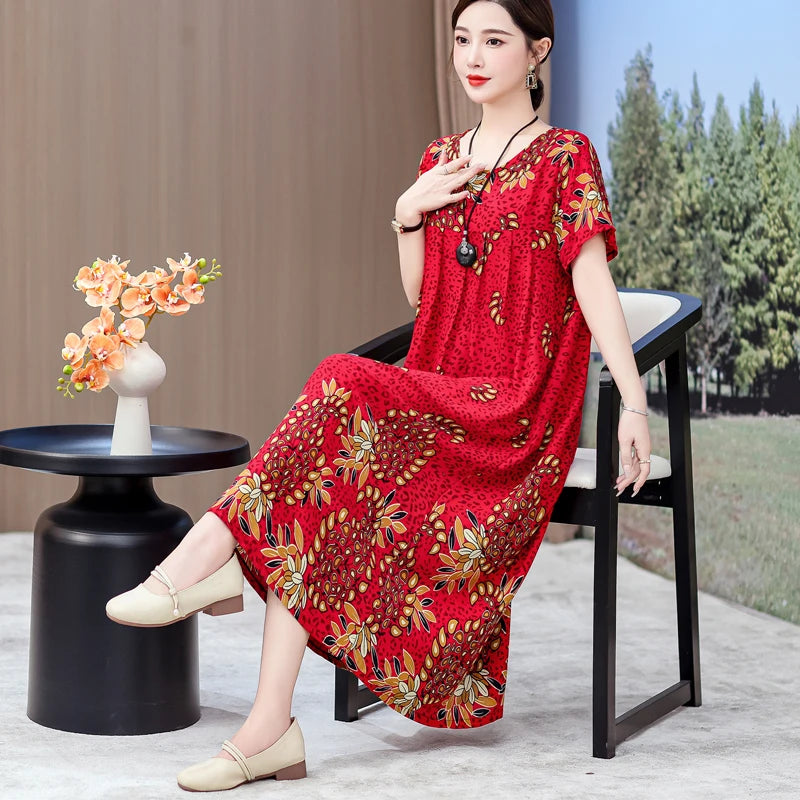 Casual Loose Cotton Short Sleeve Dress