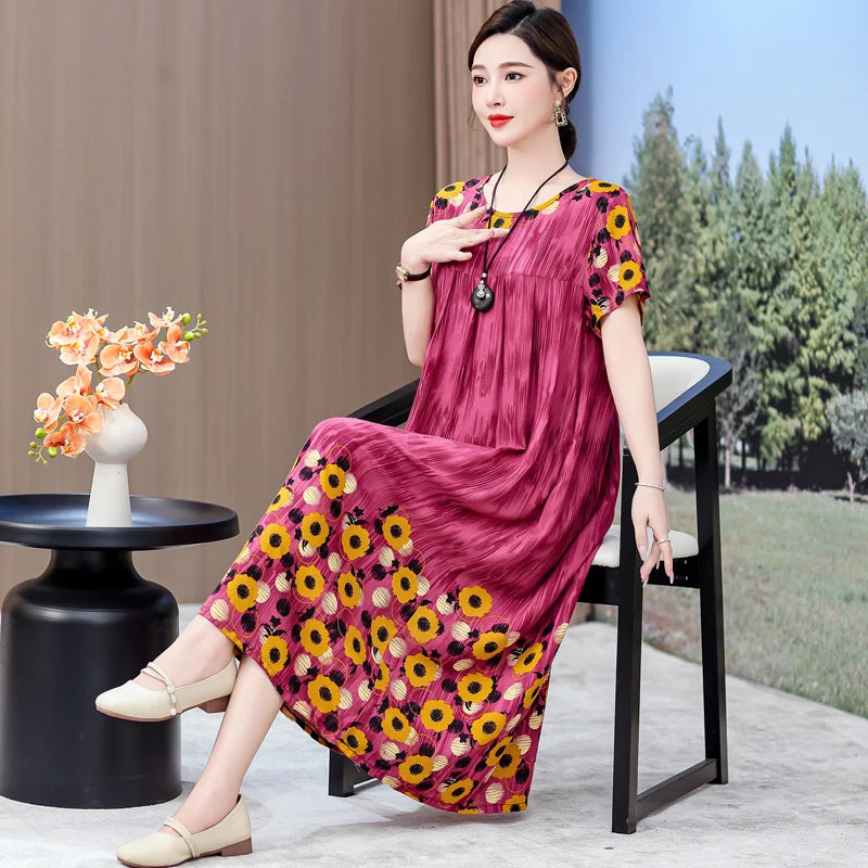 Casual Loose Cotton Short Sleeve Dress