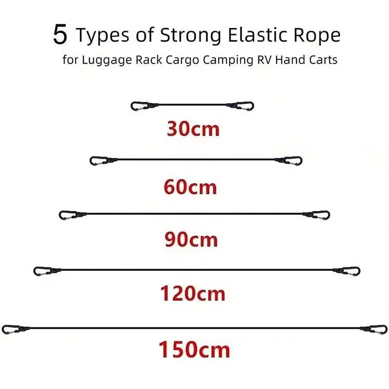 Cuerda Elástica Para Exteriores 30-150CM con Gancho Negro