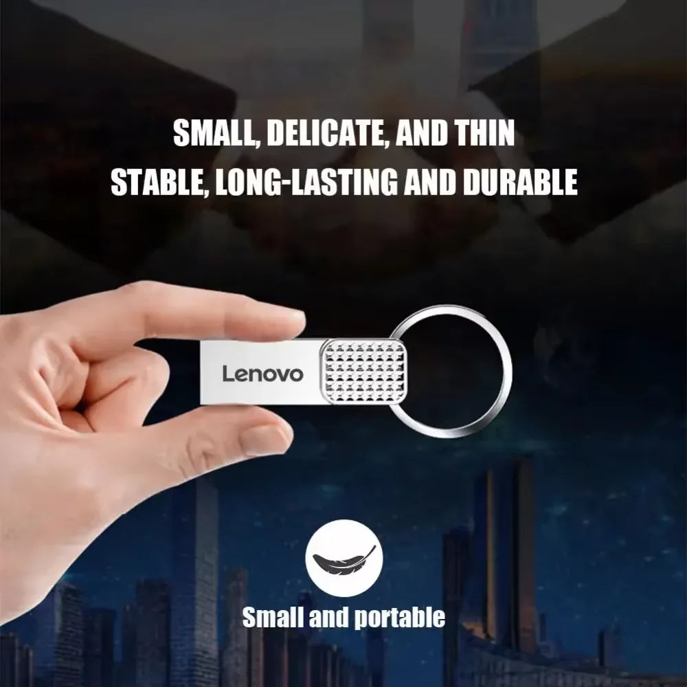 Memoria USB Lenovo Mini Metálica de 32GB, 64GB y 128GB, Plateada, con Llavero Gratis