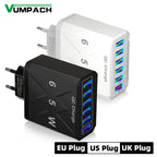 Cargador USB de 6 Puertos de Carga Rápida QC3.0 Para IPhone, Samsung, Xiaomi y Otros Dispositivos