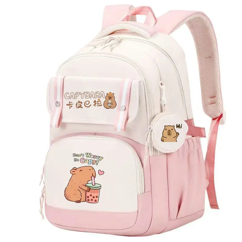 Mochila Capybara Cartoon Mujer Nylon Ultraligera Escolar