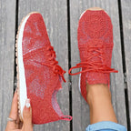 Chaussures de Tennis Respirantes Confortables Souples en Maille pour Femme avec Lacets