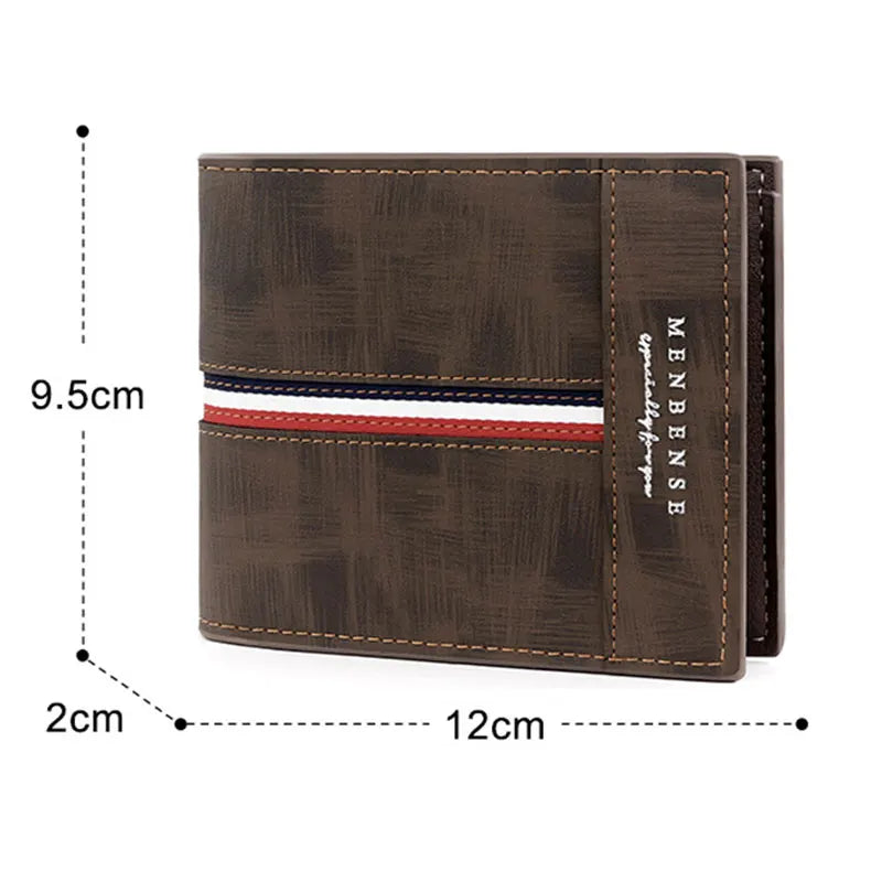 Billetera Delgada Cuero PU Para Hombre /Opción de Grabar Nombre