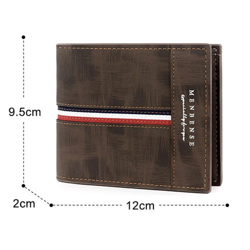 Billetera Delgada Cuero PU Para Hombre /Opción de Grabar Nombre